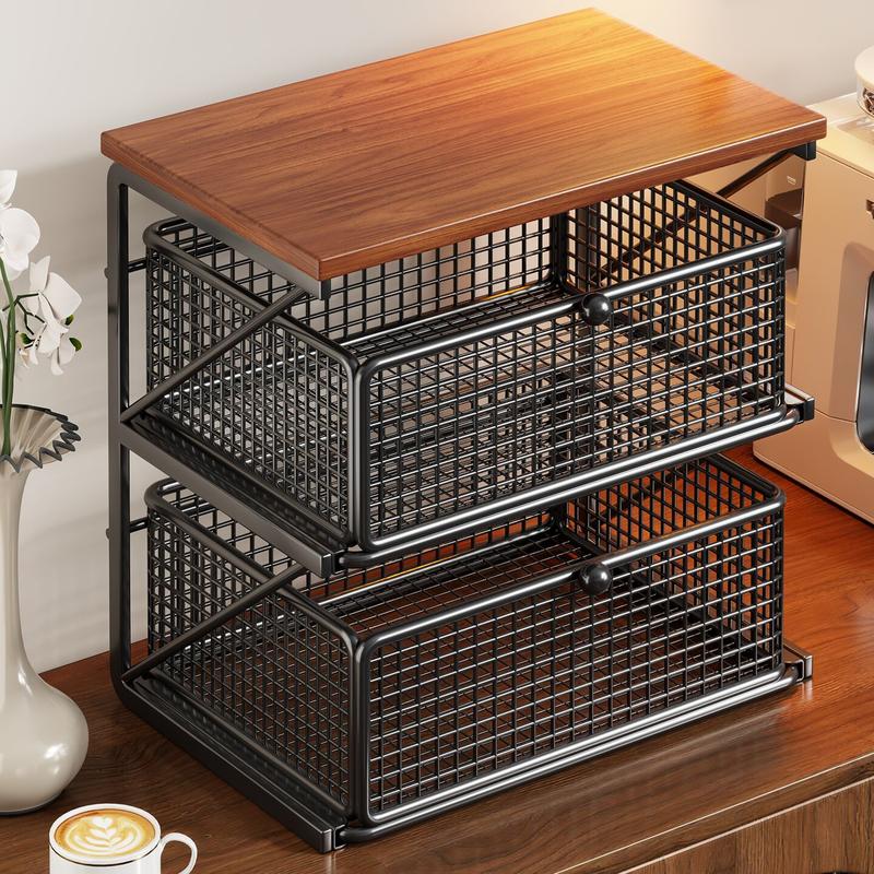 Rak Meja Organizer Tempat Kopi dan Camilan dengan Laci