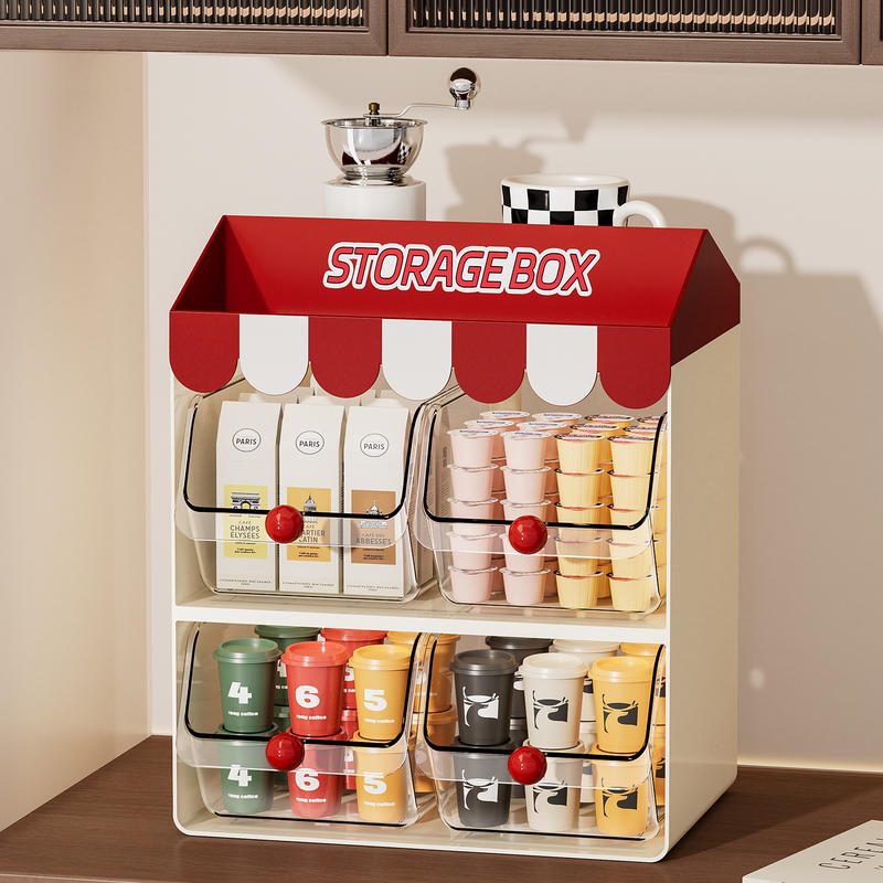 Kotak Transparan Drawer Organizer Teh dan Kopi Meja