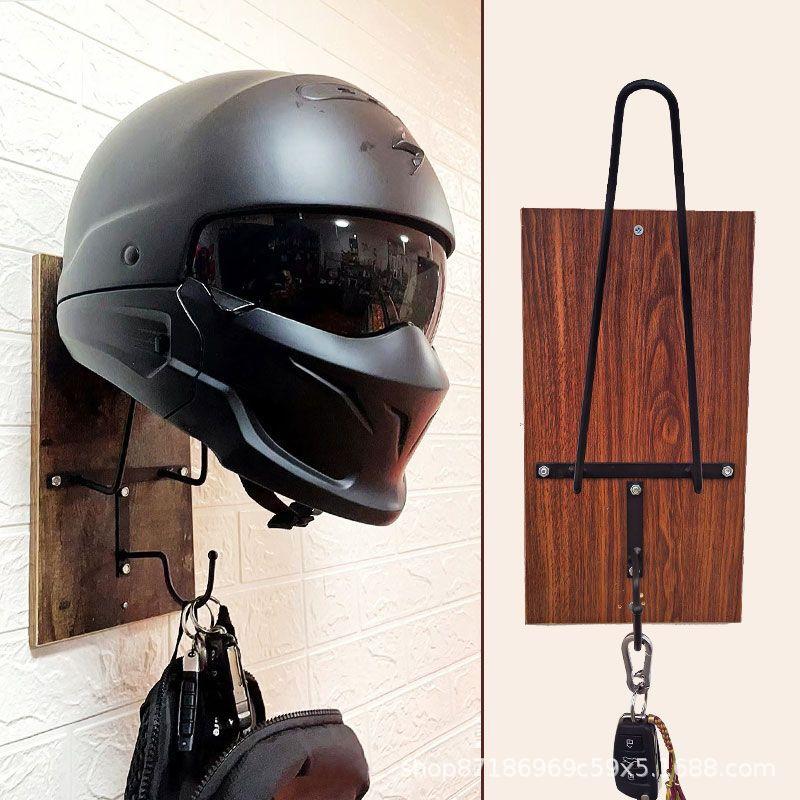 Gantungan Helm Motor Kayu Tempel Dinding Tempat Topi